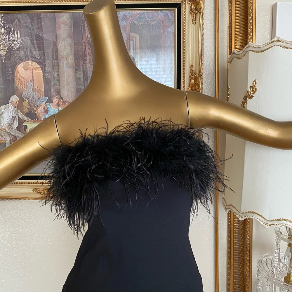 Club L London Black Feather Mini Dress - Picture 5 of 12